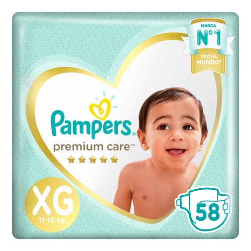 Imagen 1 de 3 de Pañales Pampers Premium Care XG 58 u
