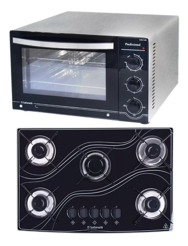 Kit Forno Inox Bancada 45l + Cooktop 5 Bocas Frete Grátis !