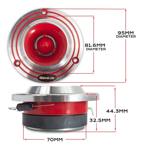 Gpro-t04 Tweeters Open Show Diafragma De Aluminio 92 Db/w