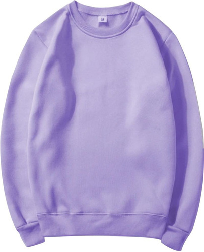 Saco Buzo Cuello Redondo Unicolor - Estilo Unisex Lila 