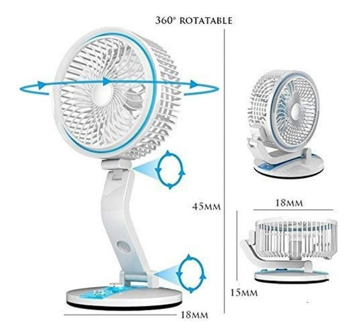 Ventilador Plegable Recargable Con Luz Led De Escritorio