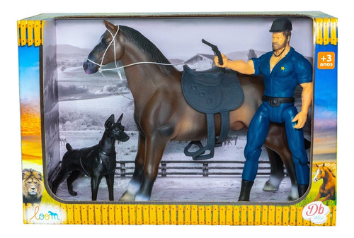 Kit Boneco Policial Com Cavalo E Cachorro - Db Play