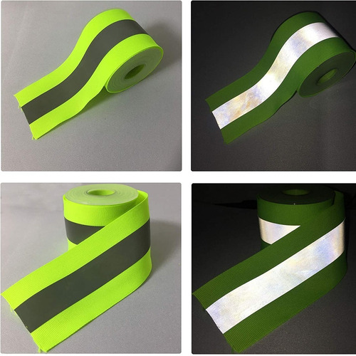 Imagen 4 de 10 de Cinta Reflectiva Textil Fluo Para Costura Vestimenta 100mts