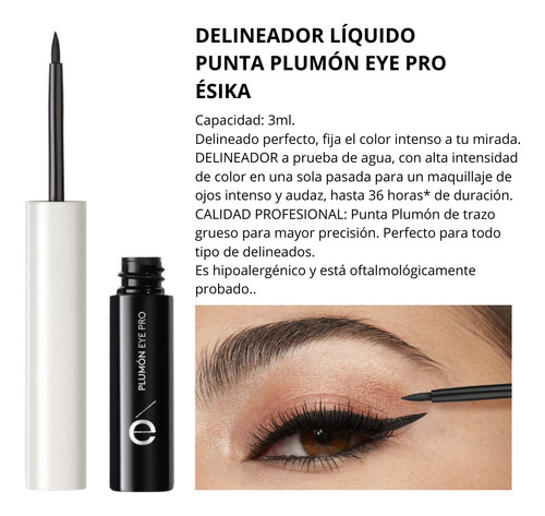 Set X 2 Delineador Líquido Punta Plumón + Pincel Negro Ésika
