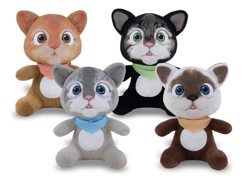 Gatinho De Pelúcia Plush 27cm Lindo Decoração Anti-alérgico Cor Cinza