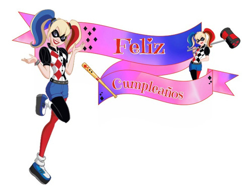 Topper Cumpleaños Torta Harley Quinn