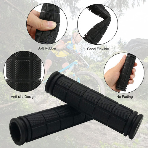 Empuñaduras De Manillar Bicicleta Goma Suave Reparación Mtb Negro Con Borla