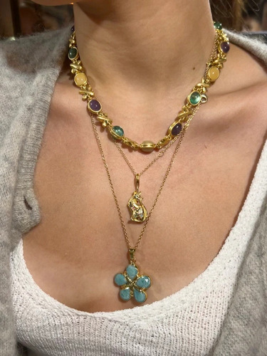 Collar Dije Gato Egipcio Zirconias Chapa Oro 18k Inox Chapado En Oro