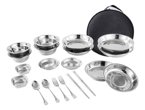 Platos Y Tazones De Acero Inoxidable, Juego De 20 Piezas L