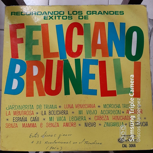 Vinilo Feliciano Brunelli Recordando Los Grandes Exitos T3