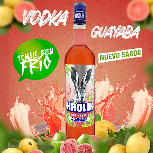 Pack De 6 Vodka Krolik Premiun Guayaba 1 L