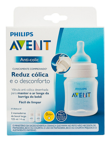 Kit Duplo Mamadeiras 125ml Avent Clássicatransparente