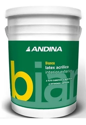 Pintura Latex Interior Exterior Antihongos Andina X 1 Litro