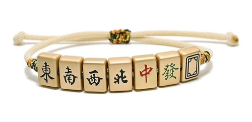 Pulsera Brazalete Chino Mahjong  De Cuerda Trenzada Ajustabl