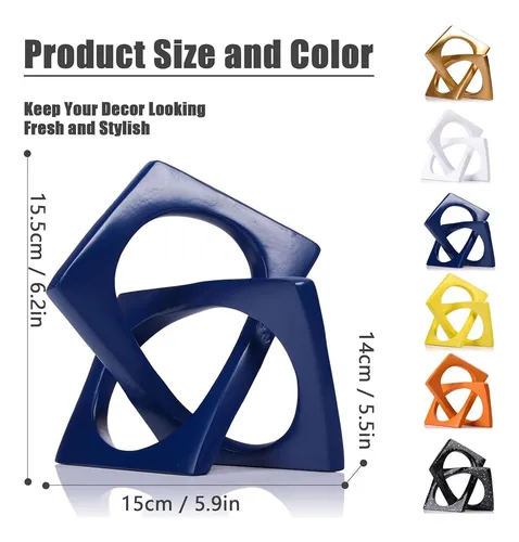 Escultura Geométrica Azul Marino Decorativa Para Mesa