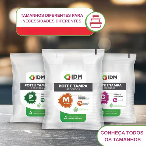 Potes Descartáveis Redondo 1500 Ml Freezer Microondas 24un