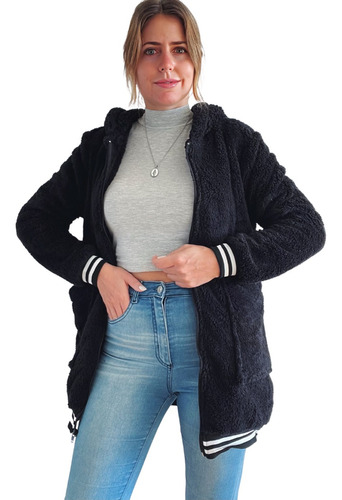 Campera Mujer Abrigada Invierno Larga Piel Peluche Calidad