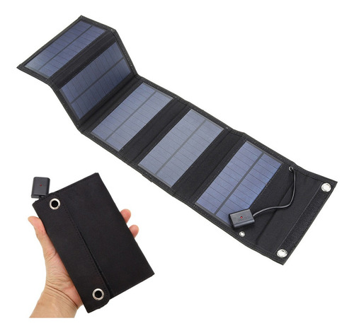 Negro 5v 15w Usb Cargador Solar Portátil Celda Solar