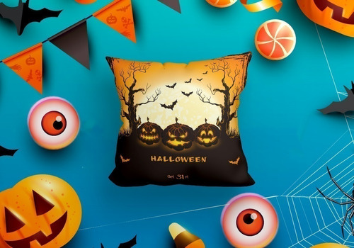 Diseños Plantillas Para Cojines Halloween Sublimación M20