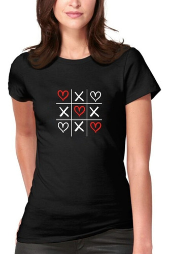 Polera Estampado Enamorada Tic Tac Toe Amor Moda Mujer