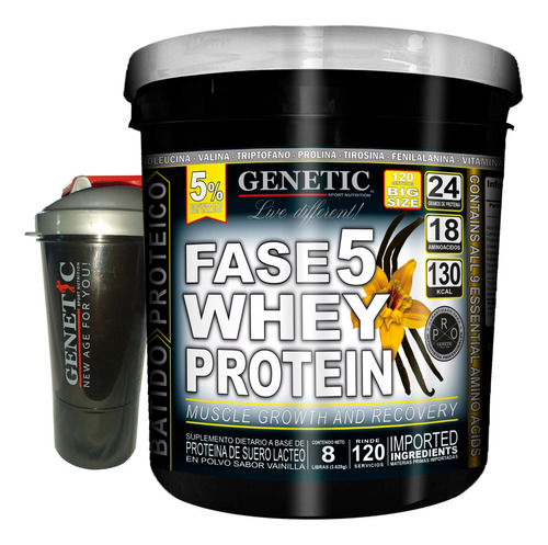 F5 Whey Protein 8lb Vaso Smart Genetic Crecimiento Muscular