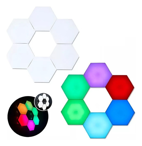 X2 Set Luz Gamer Hexagonal Led Tira Cinta 6 Luces Rgb Contro