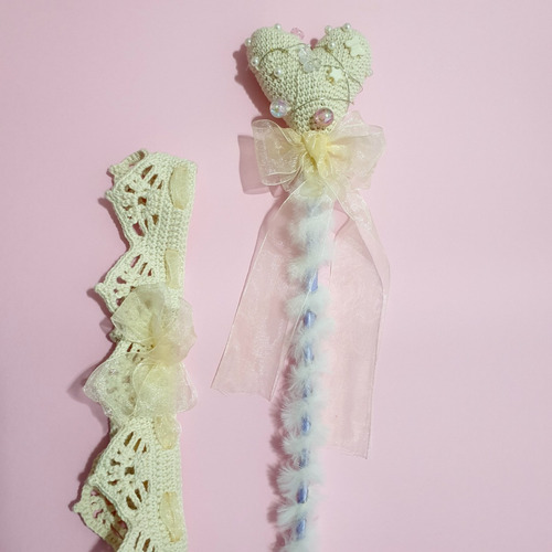 Set Varita Magica Con Luz 45 Cm Y Corona De Algodon, Cosplay