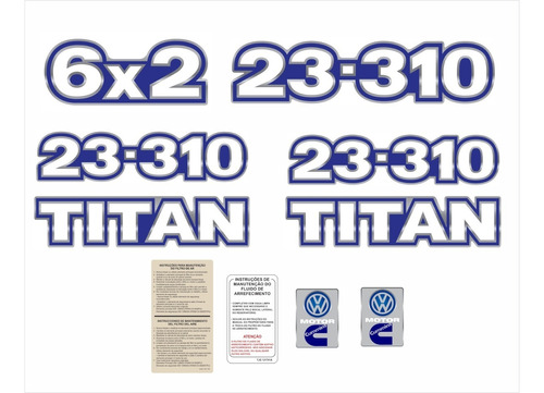 Adesivo Volkswagen 23-310 6x2 Titan Etiquetas Resinado 17881 Cor Azul