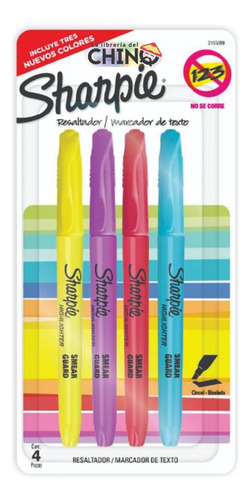 Set X4 Resaltadores Sharpie Accent Pocket Colores Fluo 2023