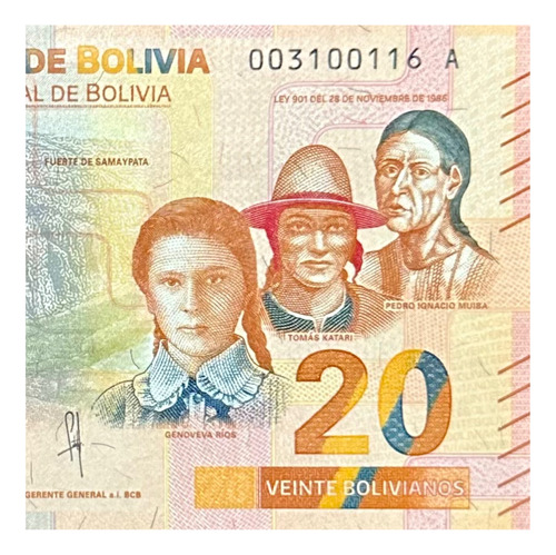 Bolivia - 20 Bolivianos - Año 2018 - P #249