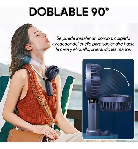 Ventilador De Mano Portátil Recargable 5velocidades Plegable