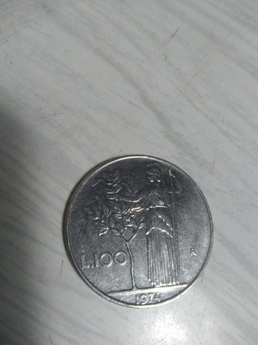 Moneda 100 Liras Italianas 1974