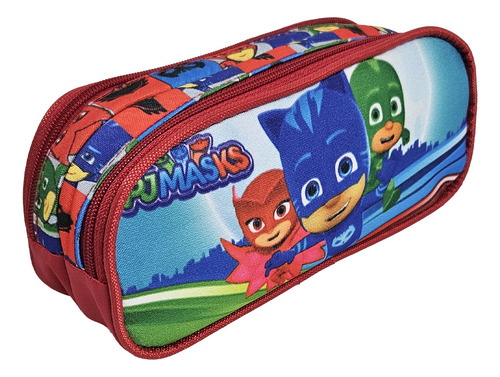 Kit Mochila Escolar Com Rodinhas, Pjmasks, Lancheira Estojo Vermelho Pj Masks