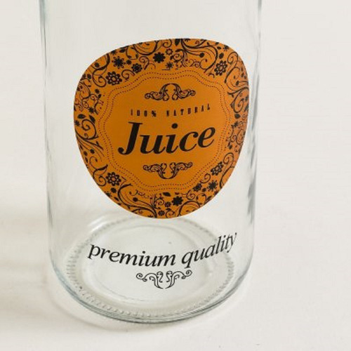 Botella De Vidrio Con Tapa Y Logo Color Cobre Juice