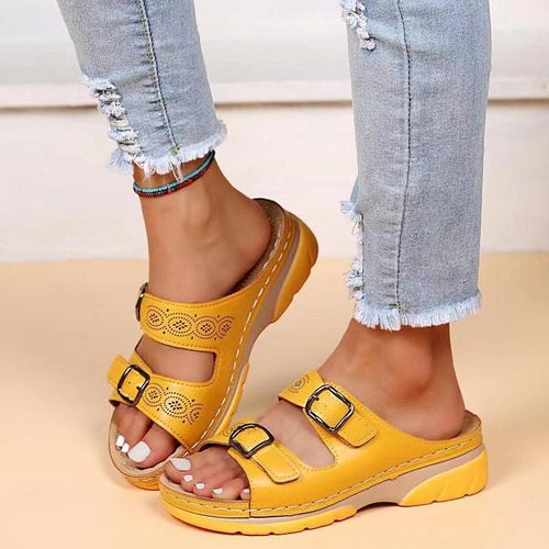 Chanclas Informales Con Tacón En Cuña, Estilo Independent Dr