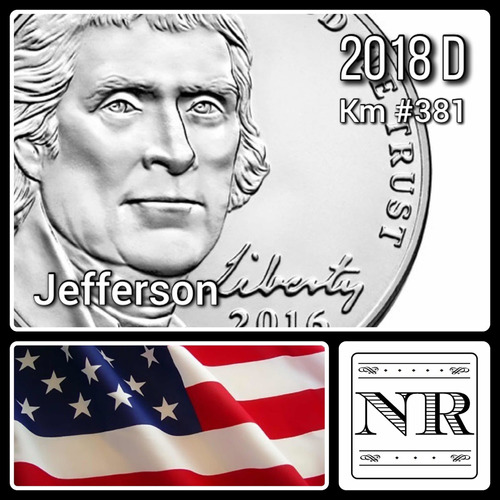 Estados Unidos - 5 Cents - Año 2018 D - Km #381 - Jefferson