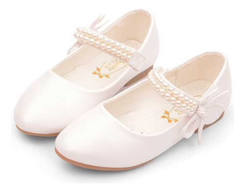 Zapatos Planos De Ballet Para Niñas Pequeñas Con Perlas, Laz