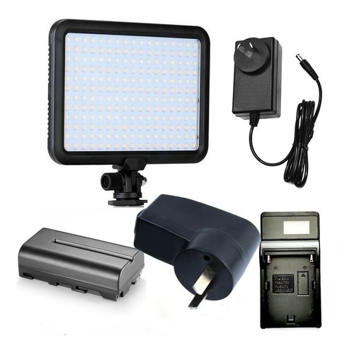 Iluminador Triopo 204 Led + Batería Np-f550 Cargador Fuente 