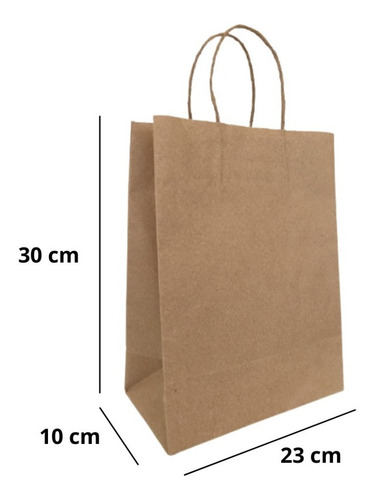 Imagem 2 de 5 de Sacola De Papel Kraft 23x30x10 - 50 Unidades