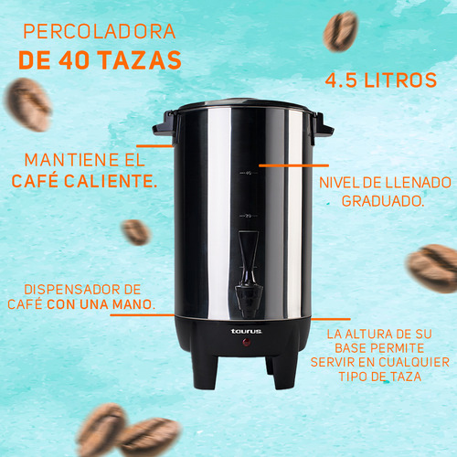 Cafetera De Urna Percoladora, Taurus Columba, 40 Tazas Color Gris