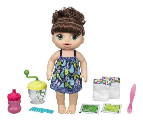 Baby Alive Bebé Ricas comiditas cabello castaño rizado Hasbro E0587