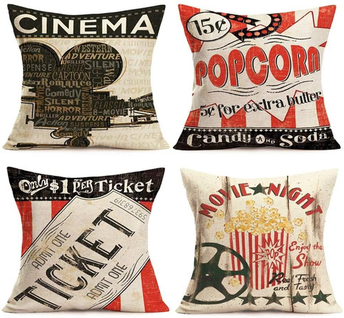 Fundas De Almohada De Cine De Cine De Cine Boleto De Ci...