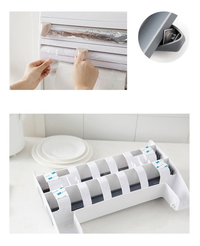 Imagen 7 de 10 de Dispensador Cocina Soporte 4 En1 Rollo Papel Nova Film Alusa