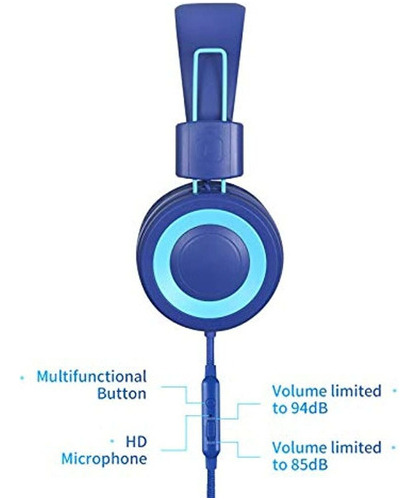 Powmee P10 - Auriculares Para Ninos Con Microfono, Auricula