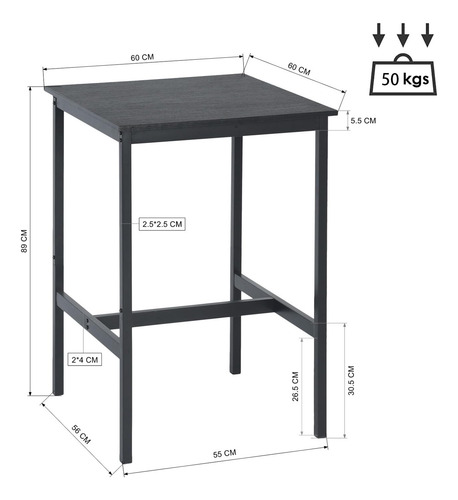 Mesa De Bar Industrial Fácil Montaje Estructura Resistente N