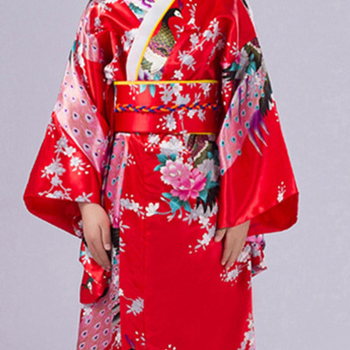 Pijama Tipo Kimono Para Niñas Con Estampado Floral De Pavo Real Vibrant S