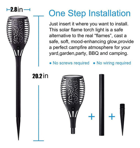 6 * Luz Solar Impermeable Con Llama Intermitente