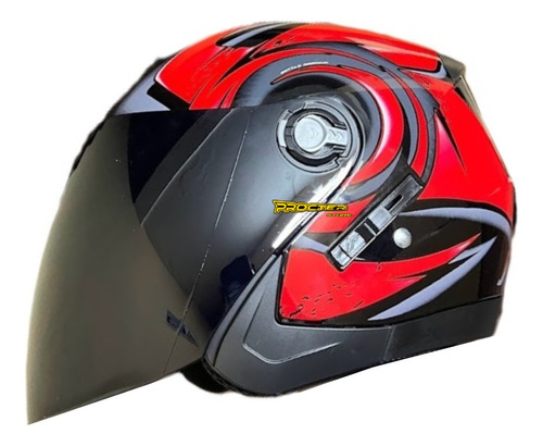 Casco Abierto Tipo Jet Con Gafas Visor Humo