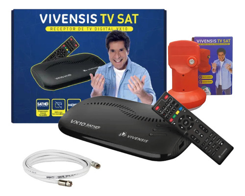 Kit Receptor De Tv Vivensissat Hd + Lnbf Simples + Cabo