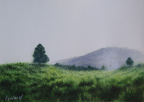Imagen 2 de 2 de Apacible Murmullo - Acuarela Sobre Papel - Paisaje